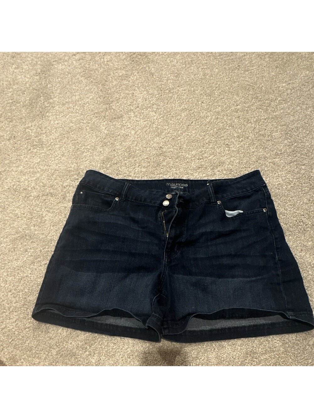 Maurices High-Rise Denim Shorts Womens 20W Black 5-Pocket Button Closure